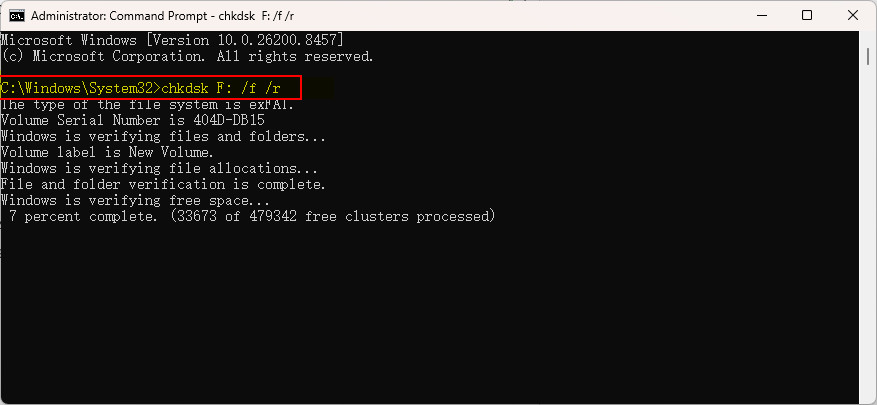 Riparare un'unità RAW con CHKDSK