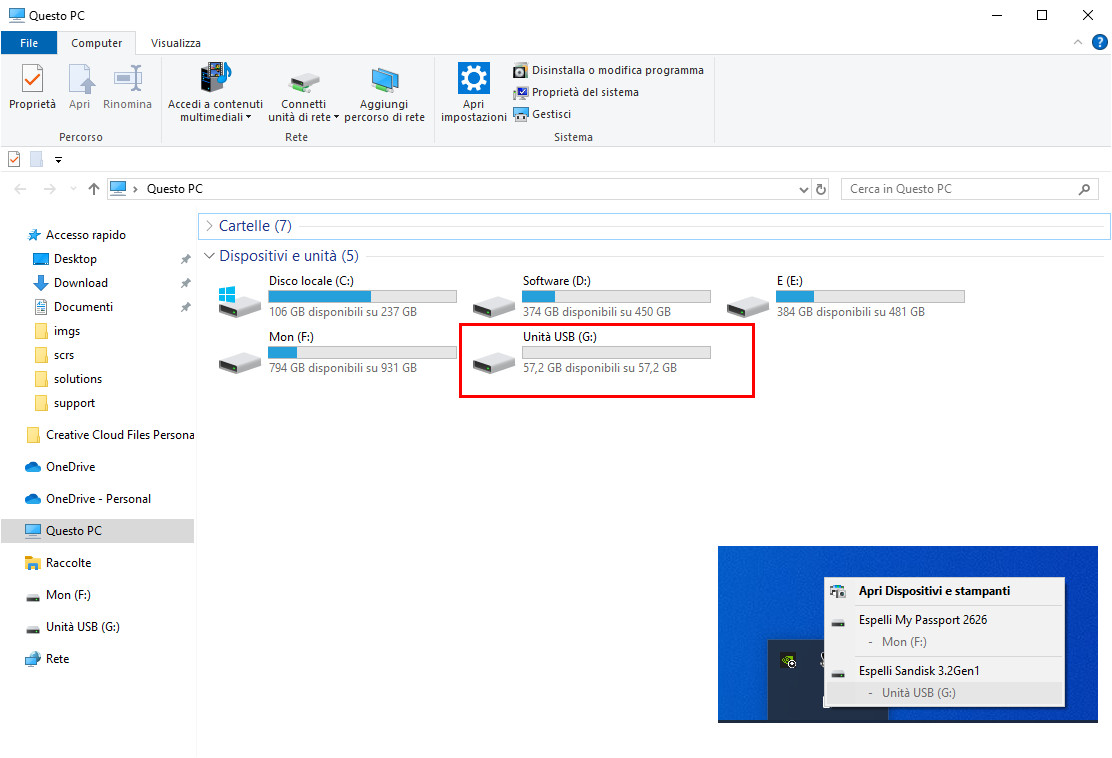Collega la tua USB al computer