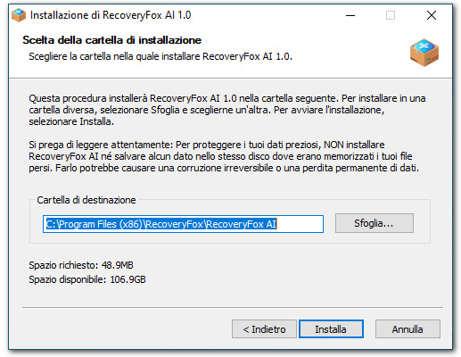 Avviso installazione
