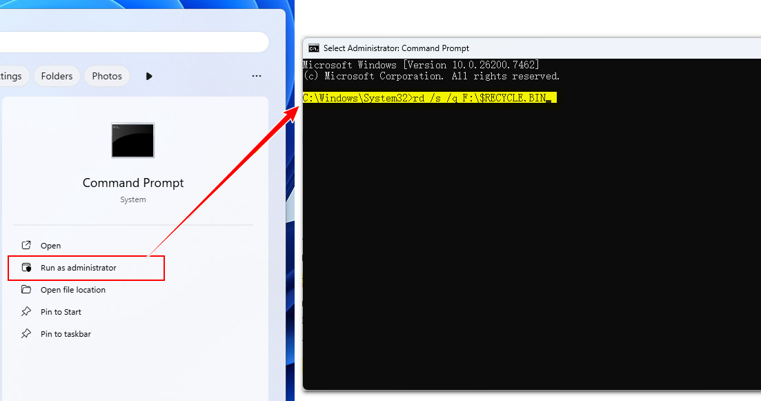 Svuotare il Cestino tramite Prompt dei comandi