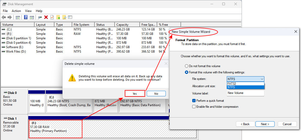 Formattare una scheda SD RAW con Gestione disco