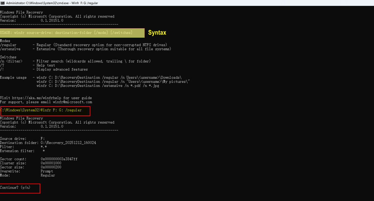 Comando per recuperare tutti i file persi